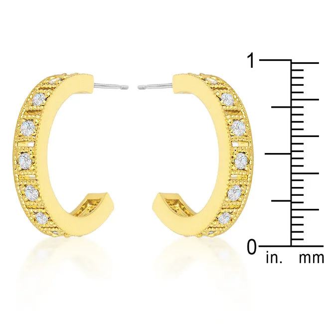 Edmee Gold Milgrain Small Hoop Earrings