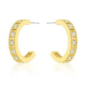 Edmee Gold Milgrain Small Hoop Earrings