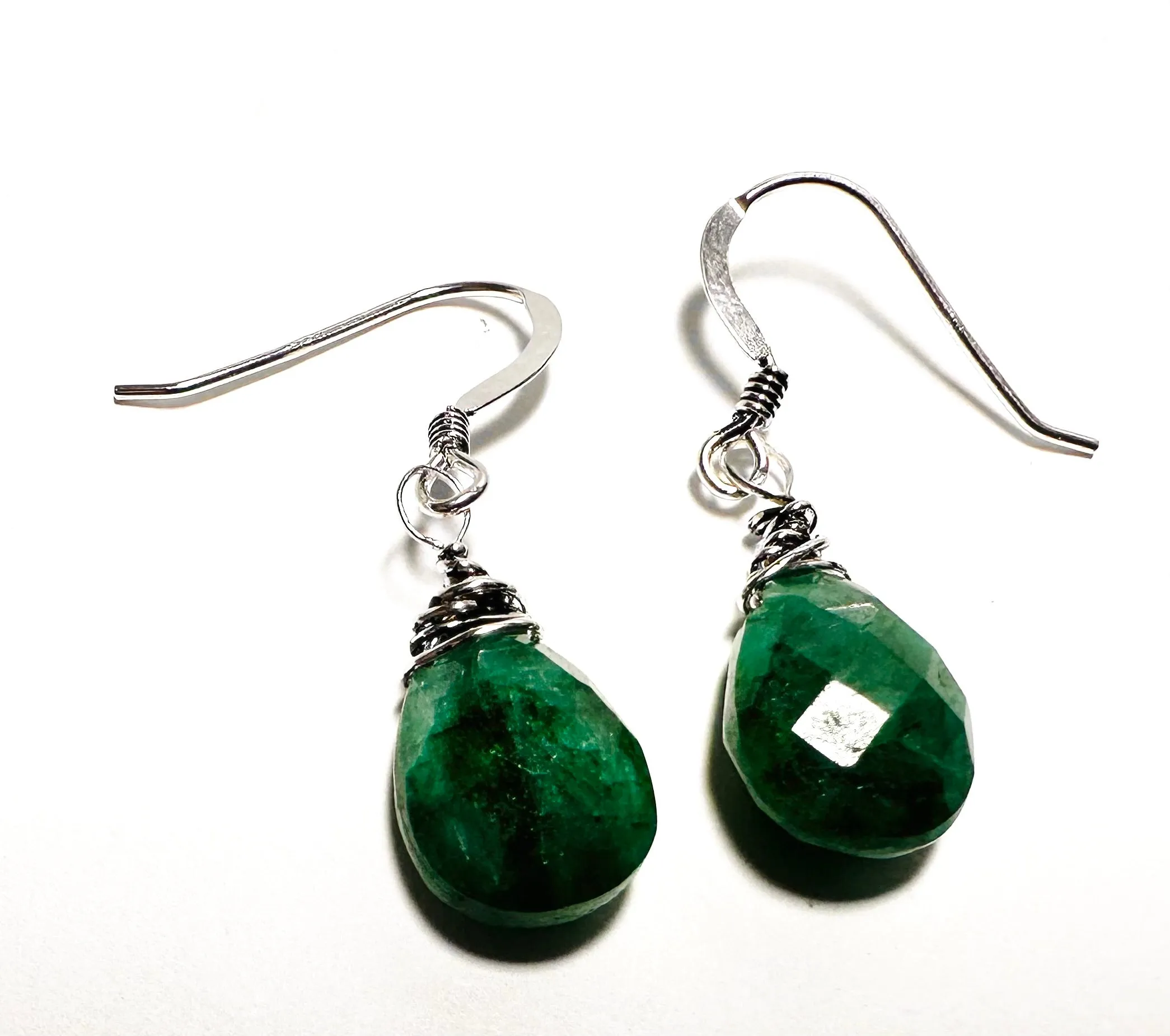 Emerald Earrings, Green/Blue Gemstone Earrings