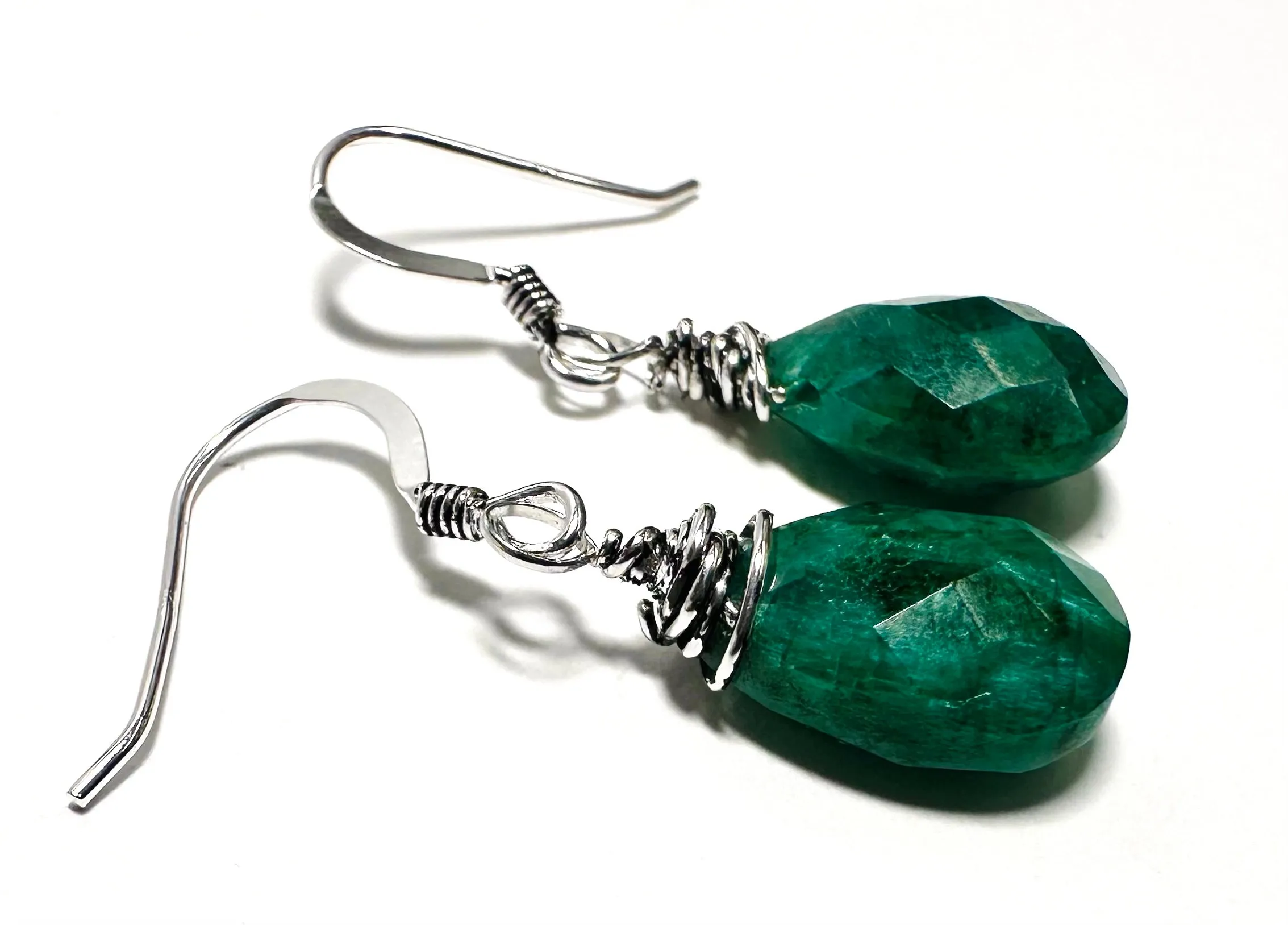 Emerald Earrings, Green/Blue Gemstone Earrings