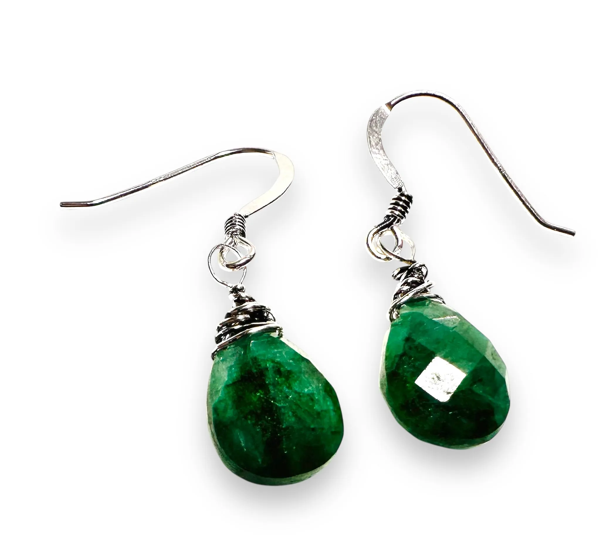 Emerald Earrings, Green/Blue Gemstone Earrings