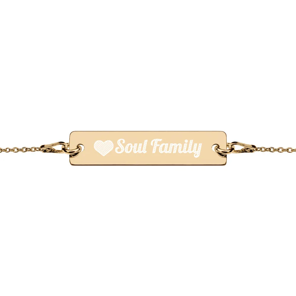 Engraved Silver Bar Chain Bracelet - Soul Family - Free Shipping!