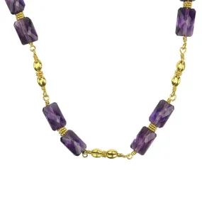 Estate 22K Yellow Gold Amethyst Bead Necklace