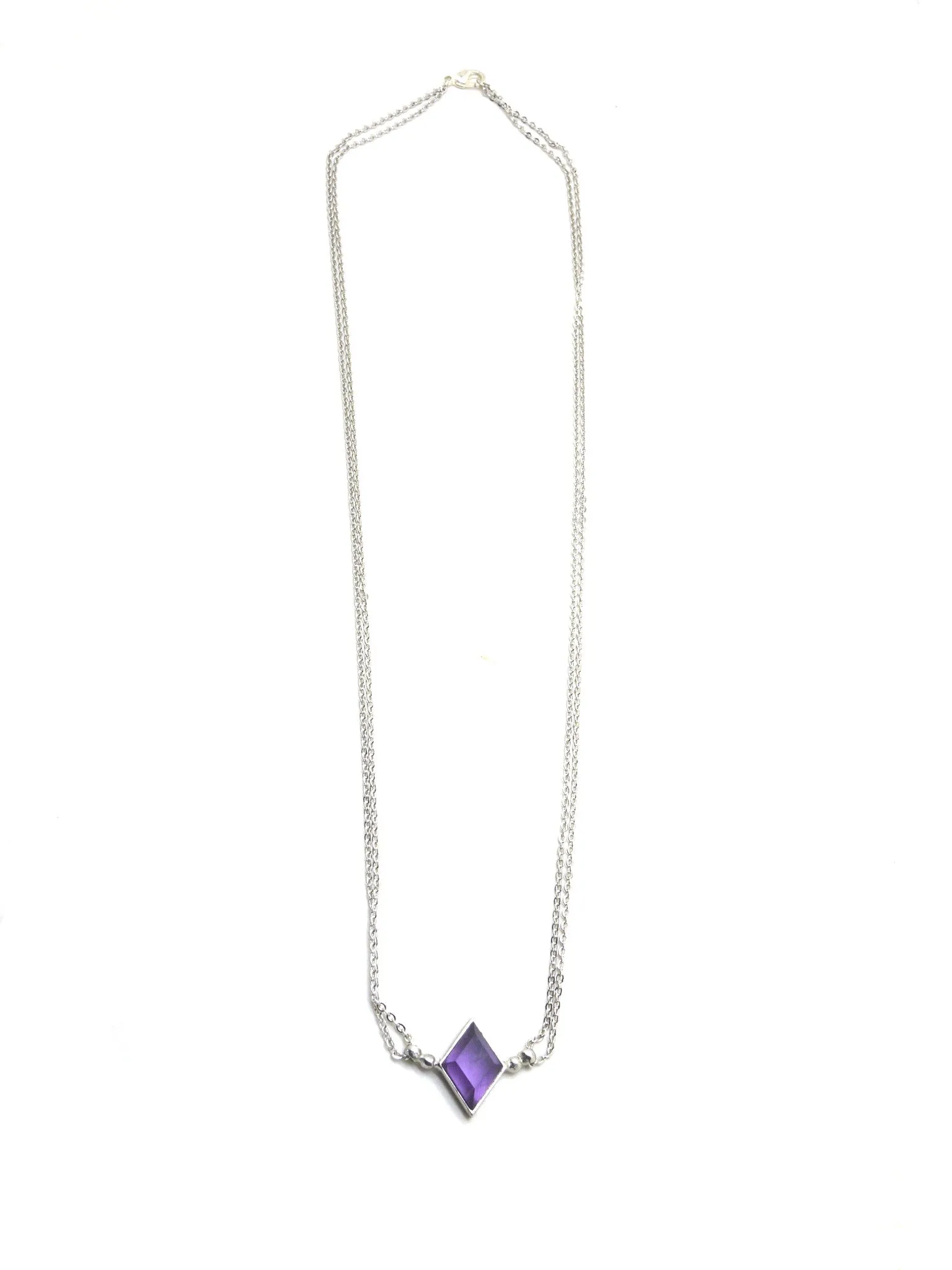 Euclidean Necklace - Rhodium - Amethyst