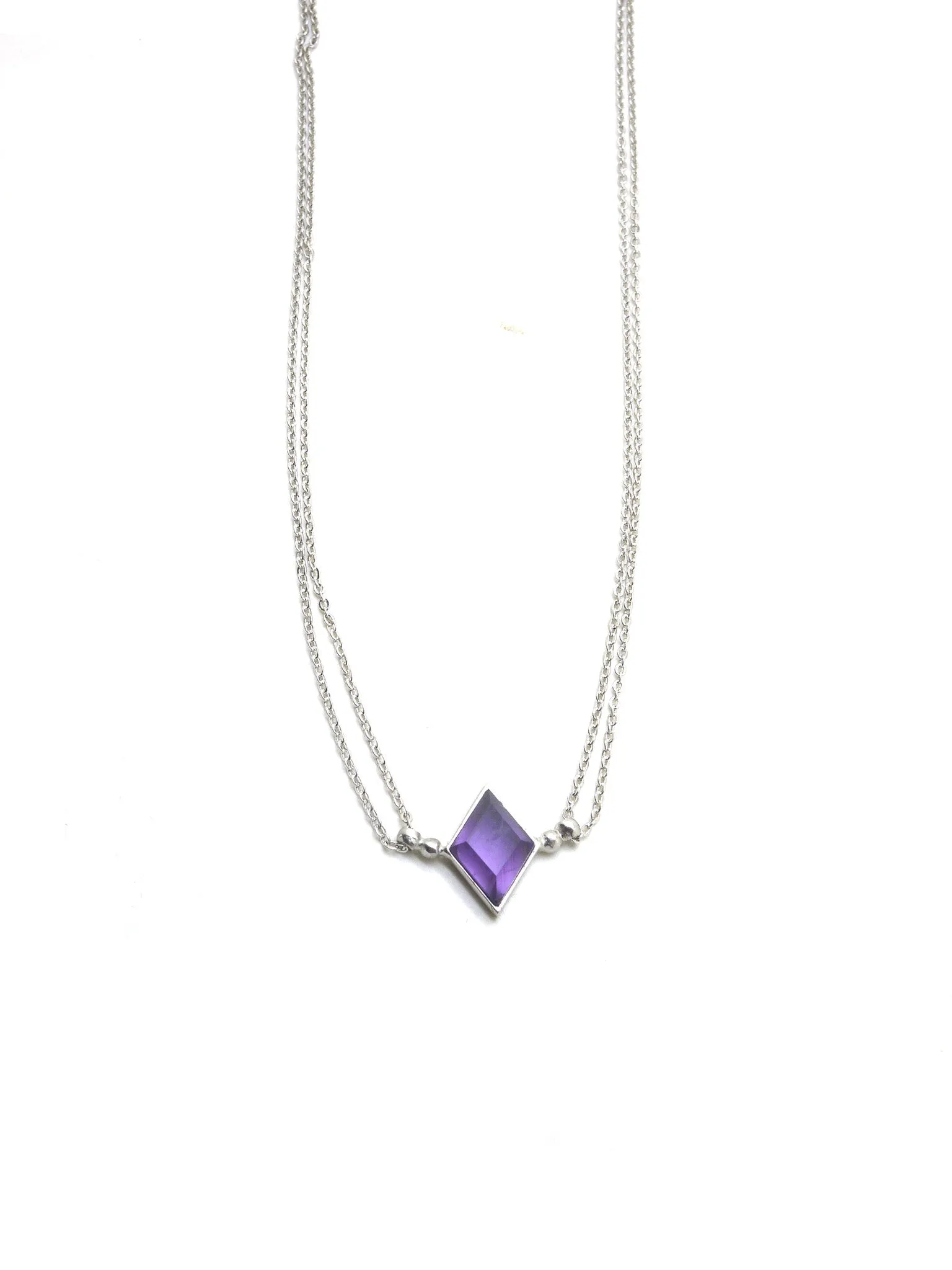 Euclidean Necklace - Rhodium - Amethyst