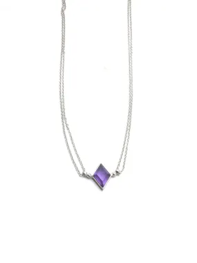 Euclidean Necklace - Rhodium - Amethyst