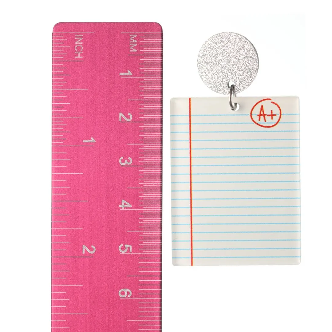 Exaggerated Notebook Paper Dangles Hypoallergenic Earrings for Sensitive Ears Made with Plastic Posts