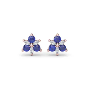 Fana Trio Stud Sapphire and Diamond Earrings