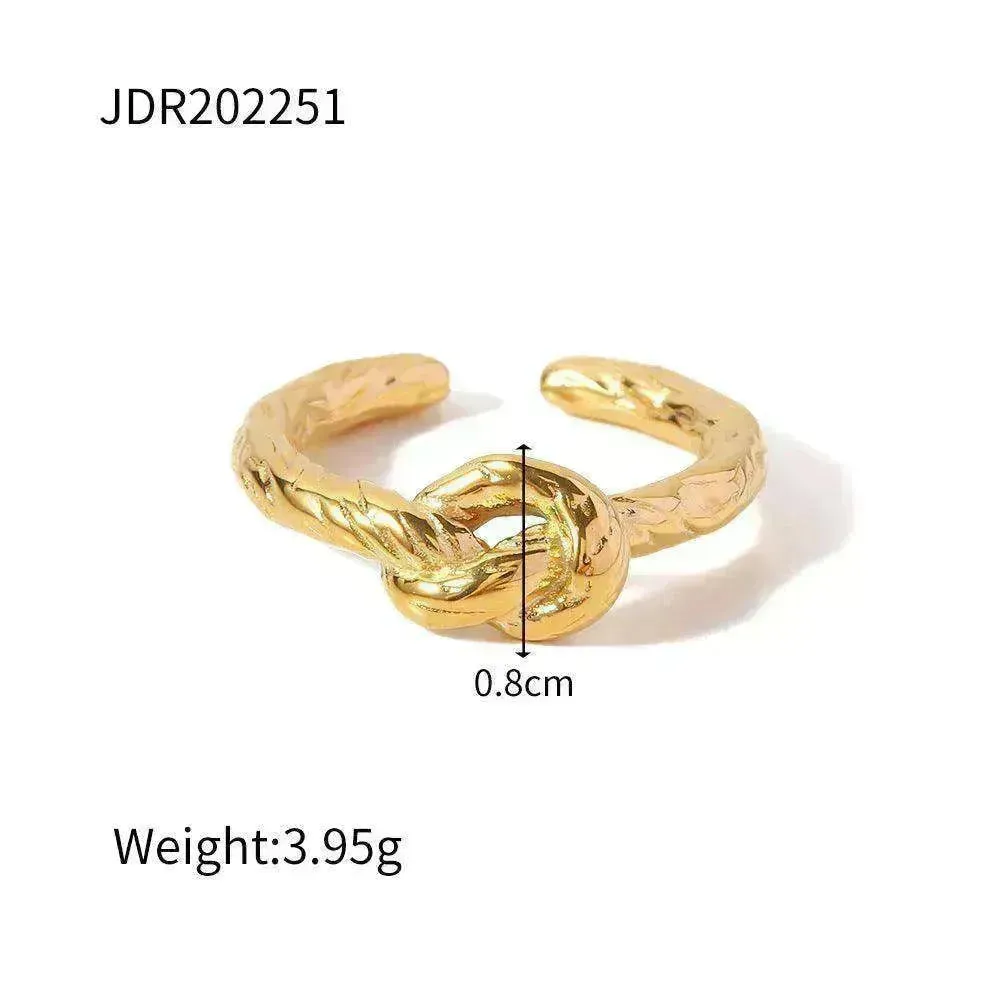 Female's New Stainless Steel Twist Fried Dough Knot Opening Ring