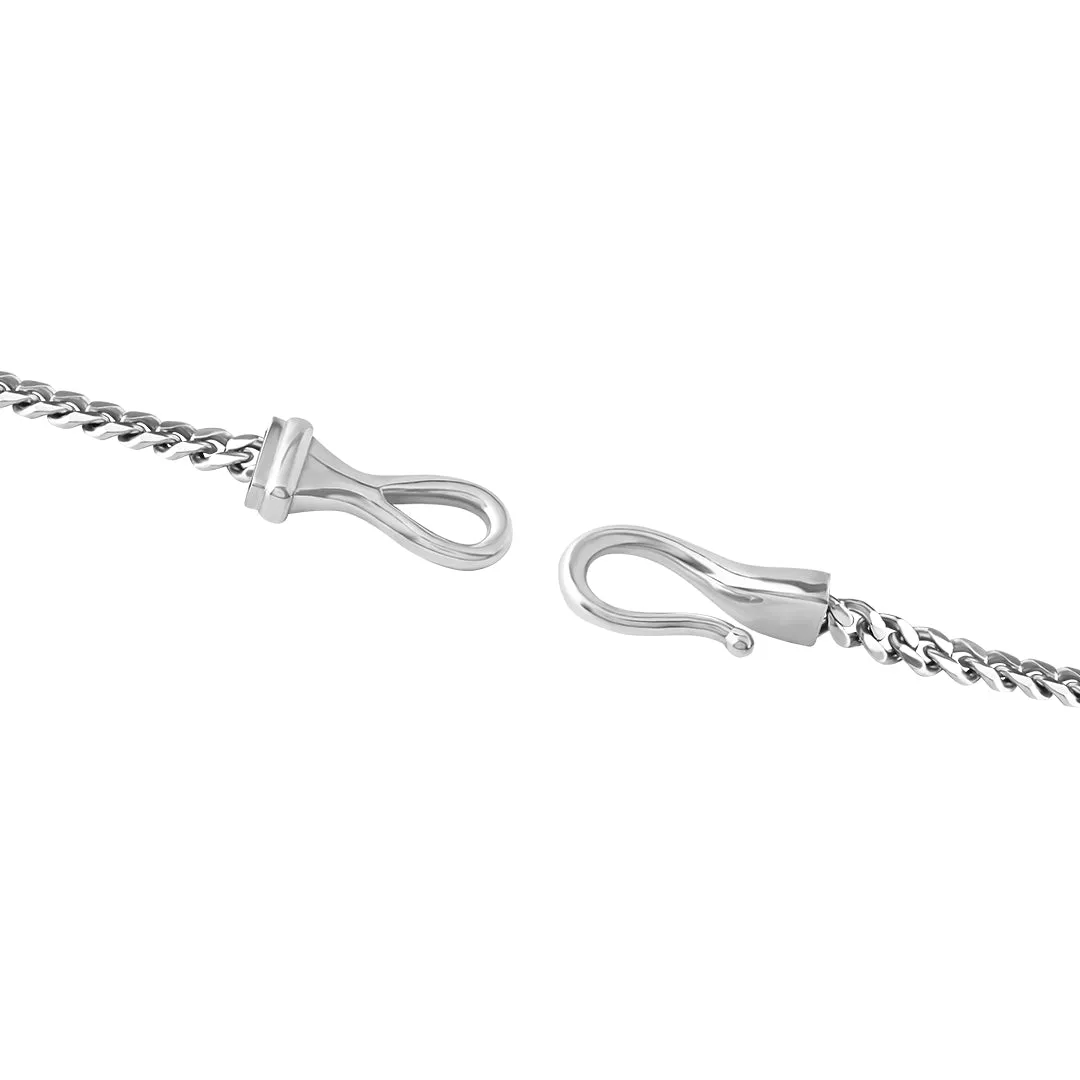 Fish Hook Cuban Chain Bracelet in Silver