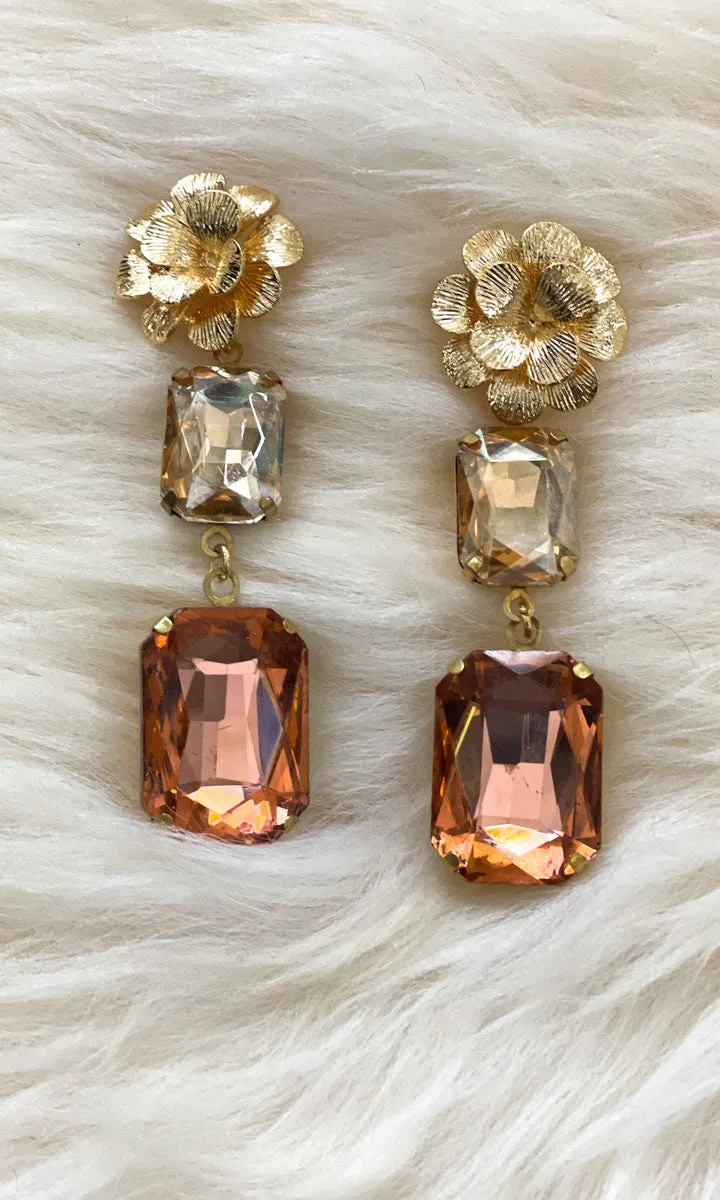 Fleur 2 Drop Earrings - Amber