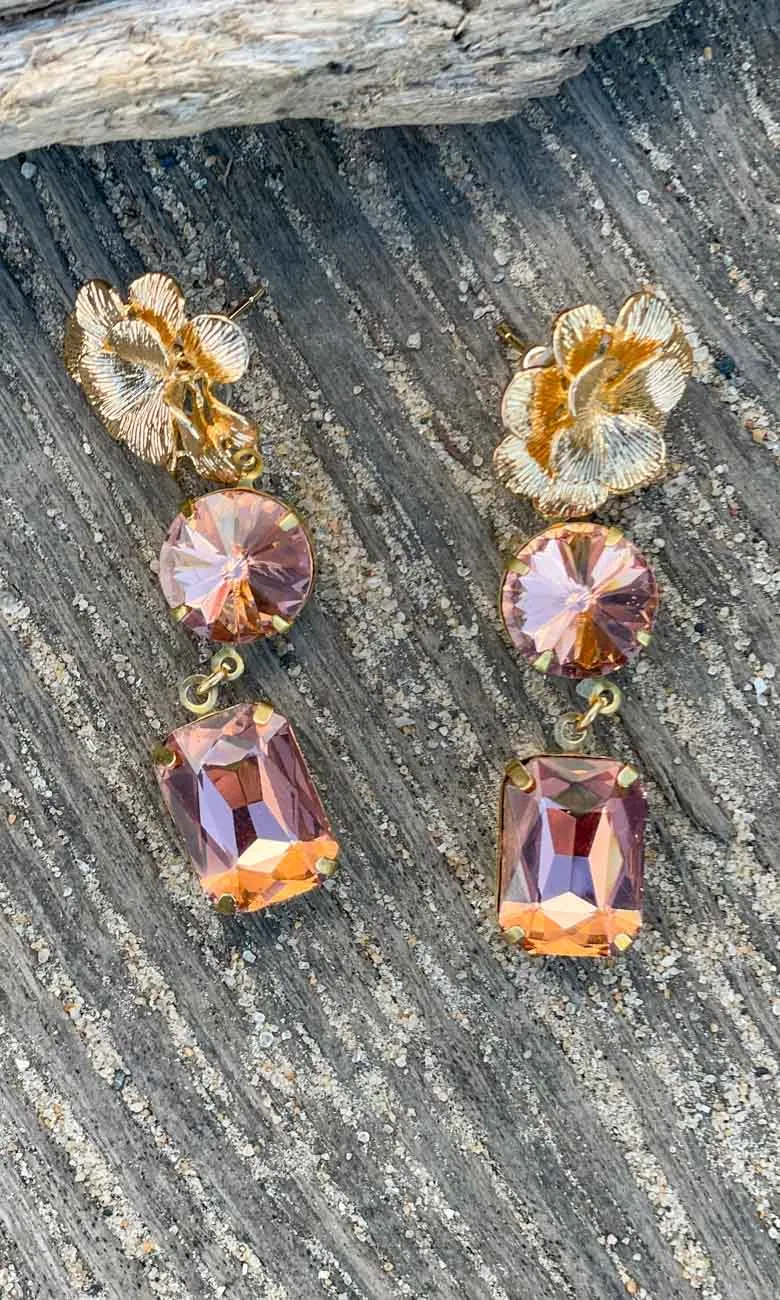 Fleur Drop Earrings - Amber