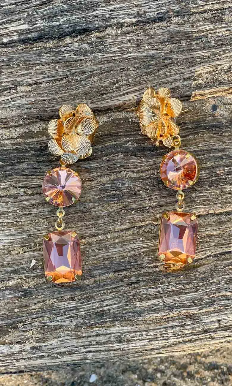 Fleur Drop Earrings - Amber