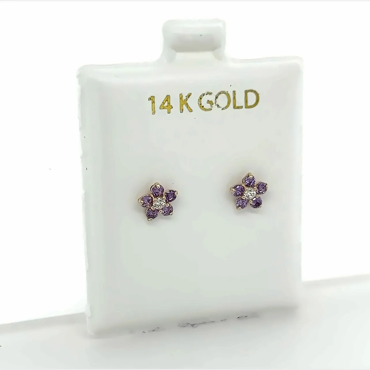 Flower Gemstone Diamond CZ Studs