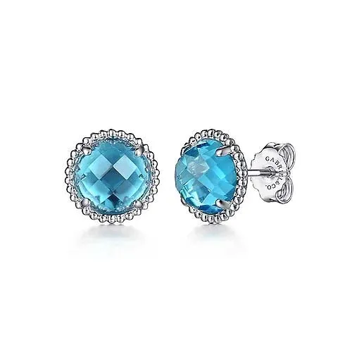 Gabriel & Co. Swiss Blue Topaz Bujukan Stud Earrings in Sterling Silver