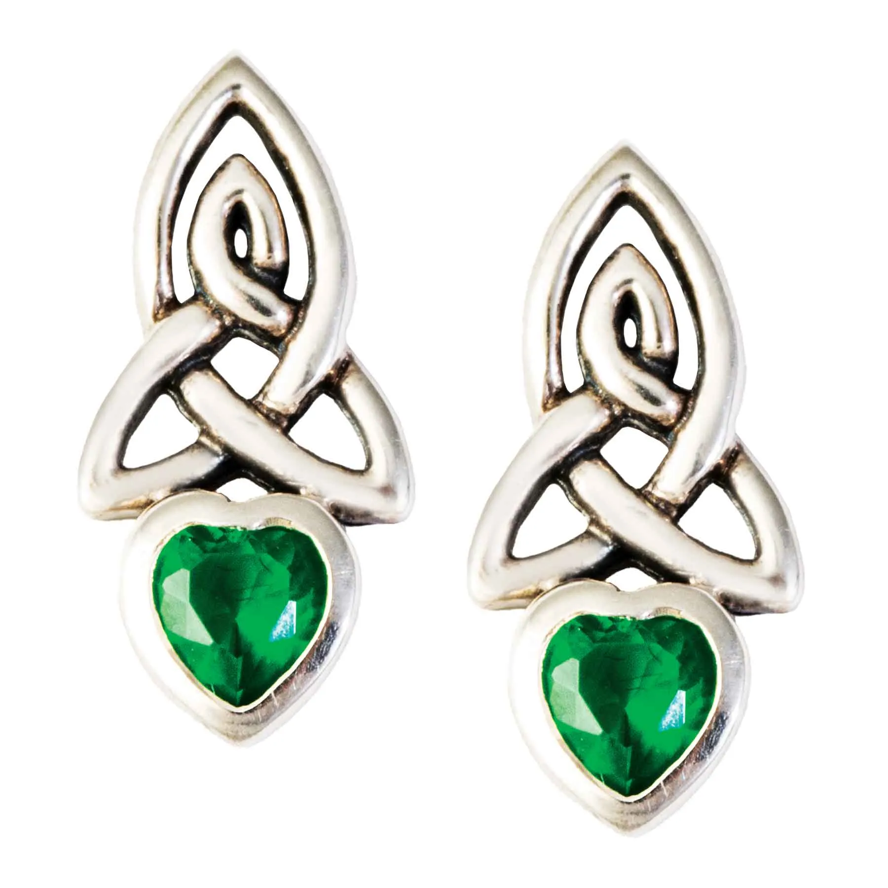 Gemstone Celtic Heart Shaped Drop Earrings