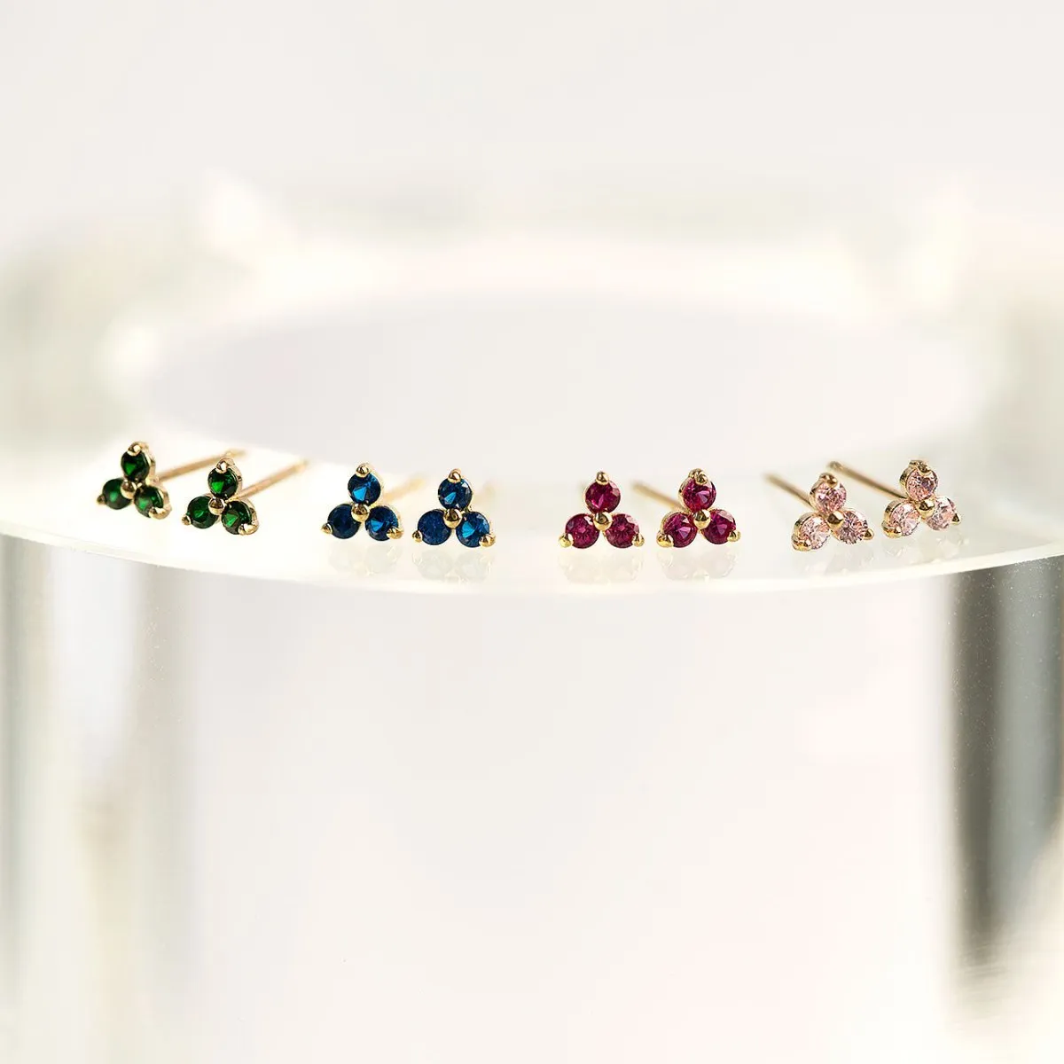 Gemstone Clover Studs Sapphire