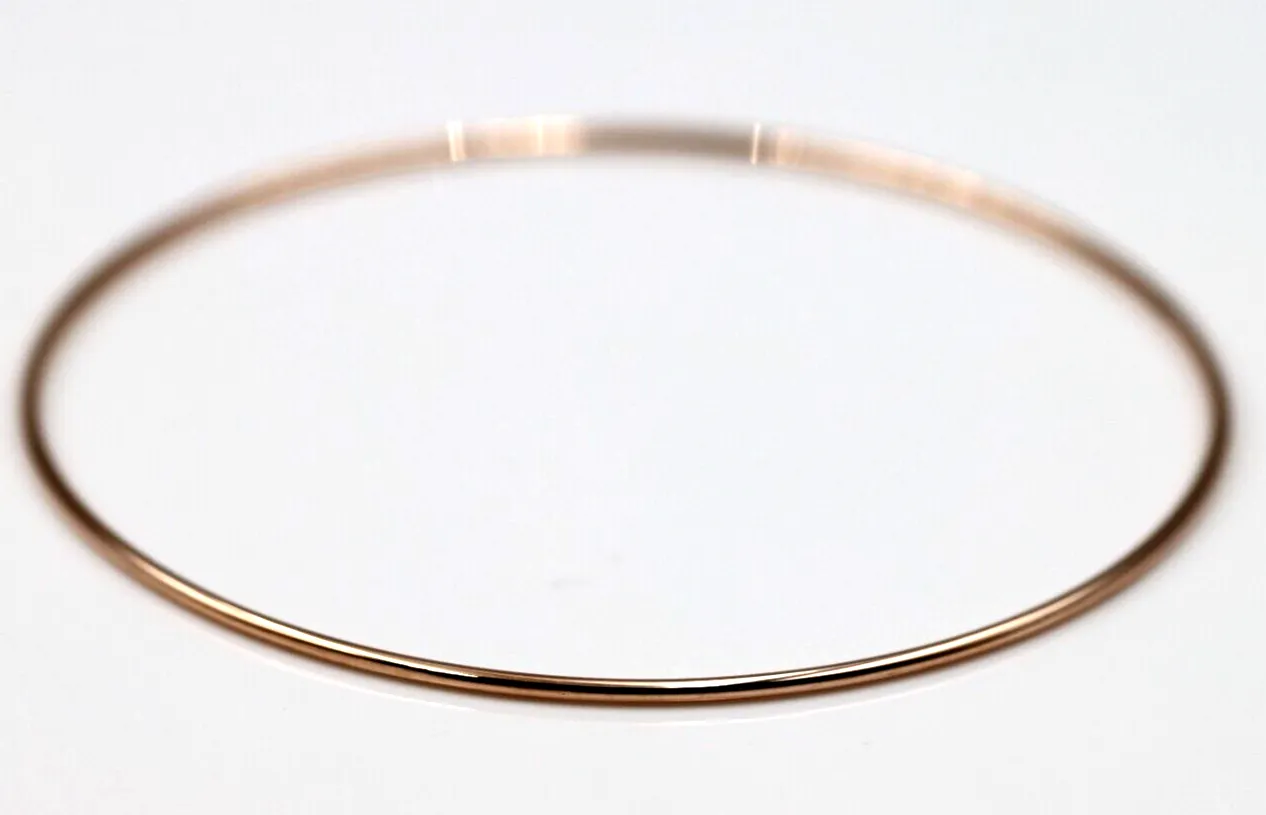 Genuine 9ct 9kt SOLID Yellow, Rose or White Gold Thin 1.3mm GOLF bangle 65mm inside diameter