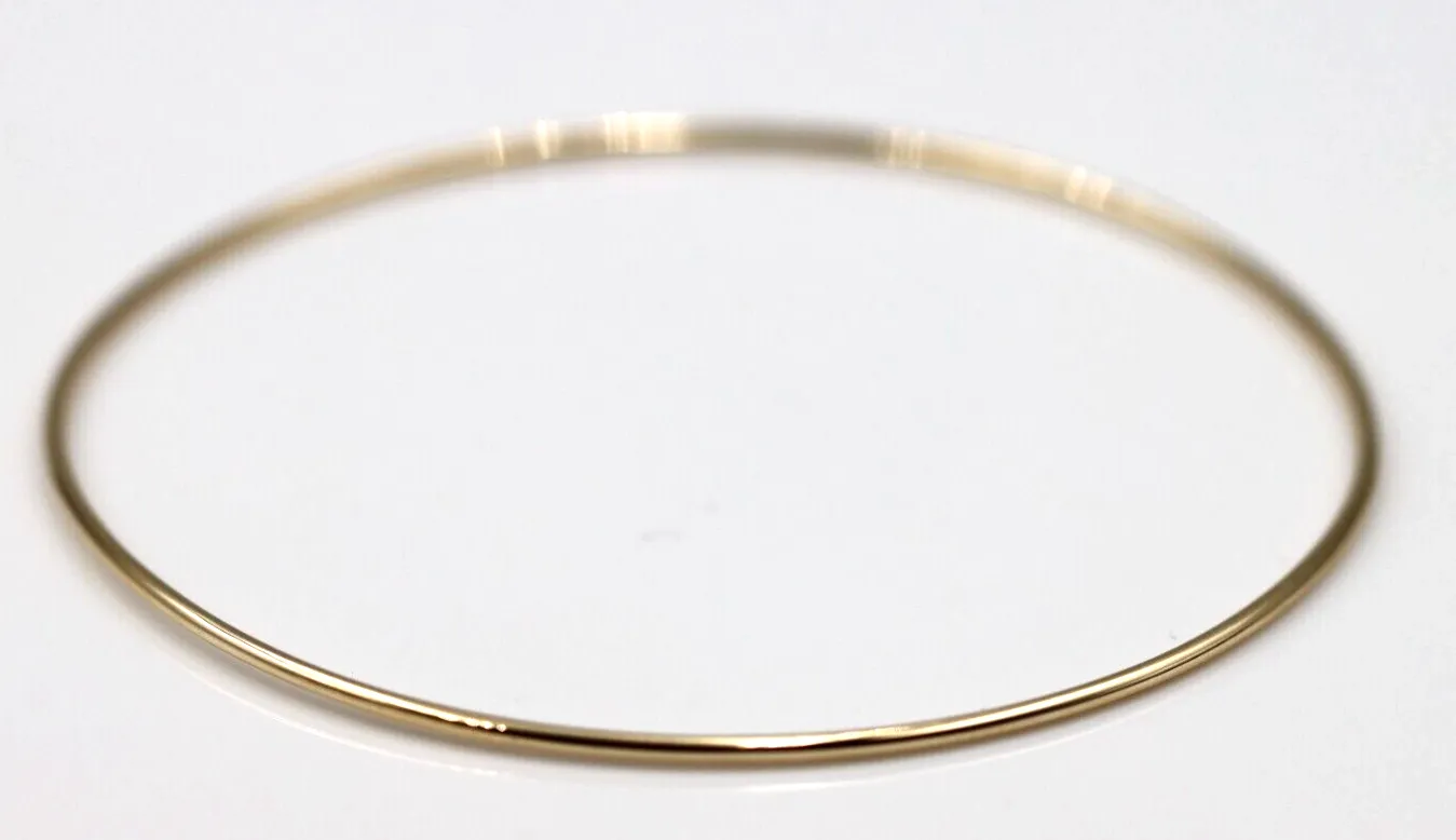 Genuine 9ct 9kt SOLID Yellow, Rose or White Gold Thin 1.3mm GOLF bangle 65mm inside diameter