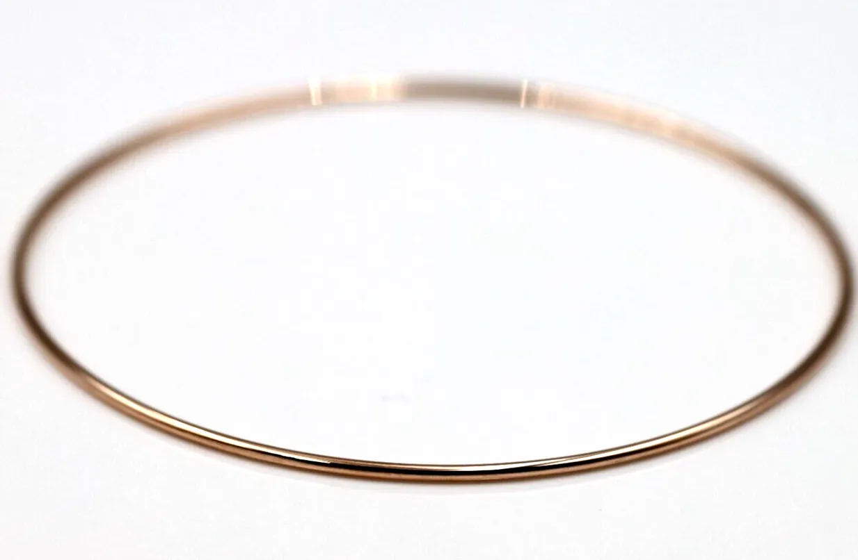 Genuine 9ct 9kt SOLID Yellow, Rose or White Gold Thin 1.3mm GOLF bangle 65mm inside diameter