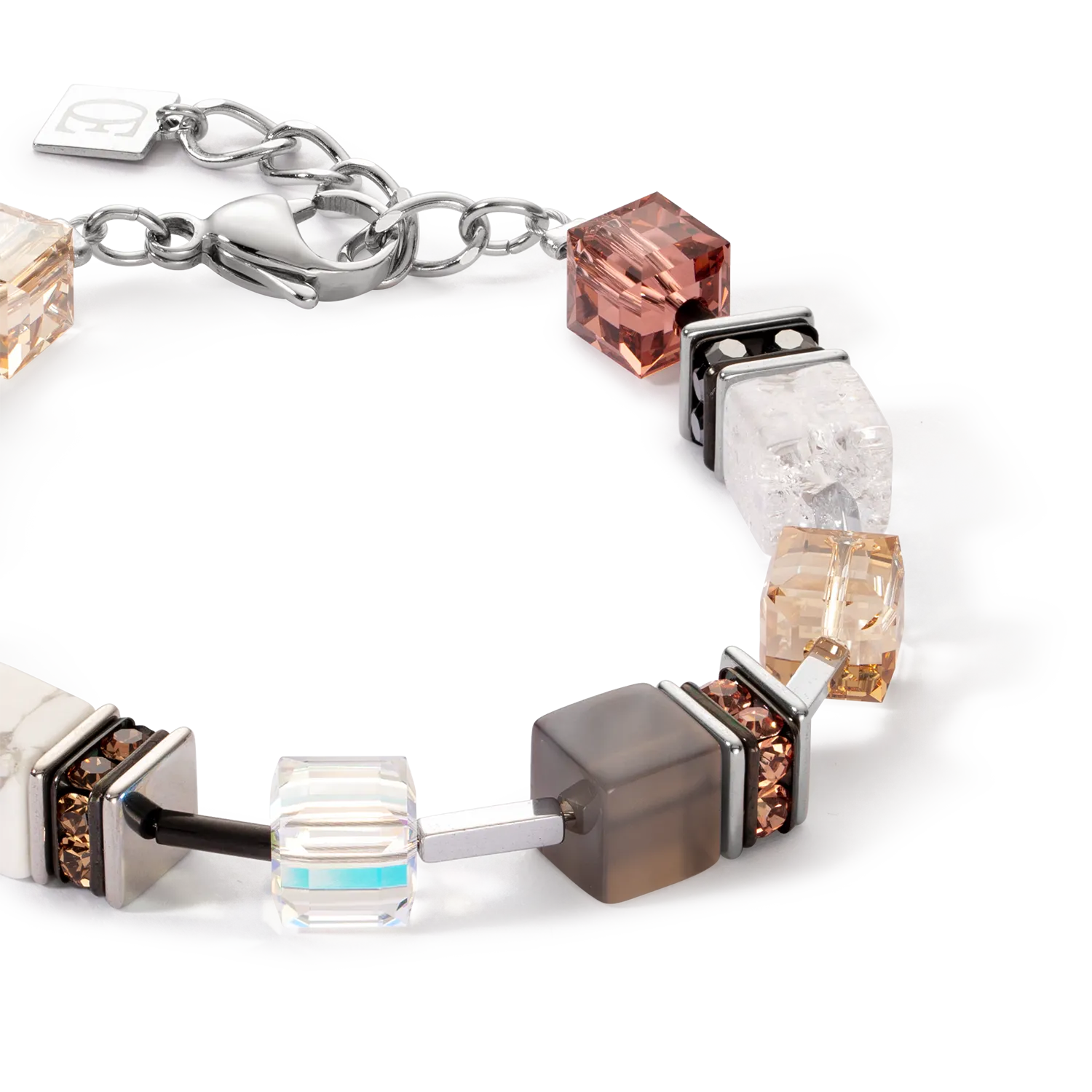 GeoCUBE® Iconic Statement Precious bracelet cognac-beige