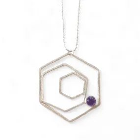 Geometric Sterling Rose Necklace with Amethyst