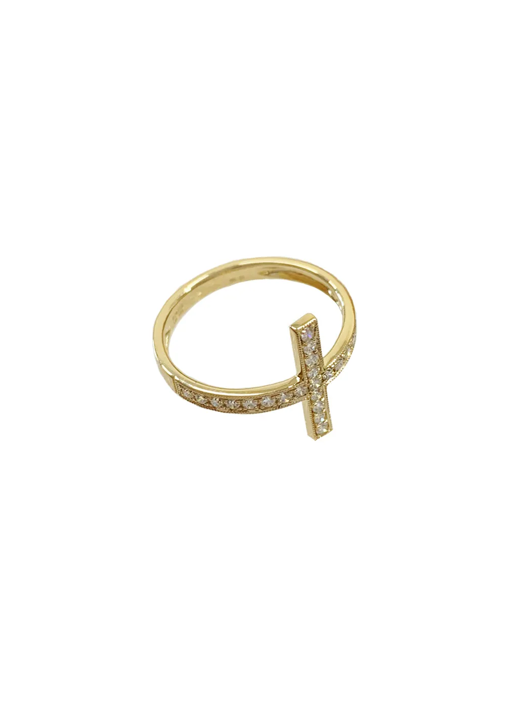 Gold & Diamond Side Cross Ring