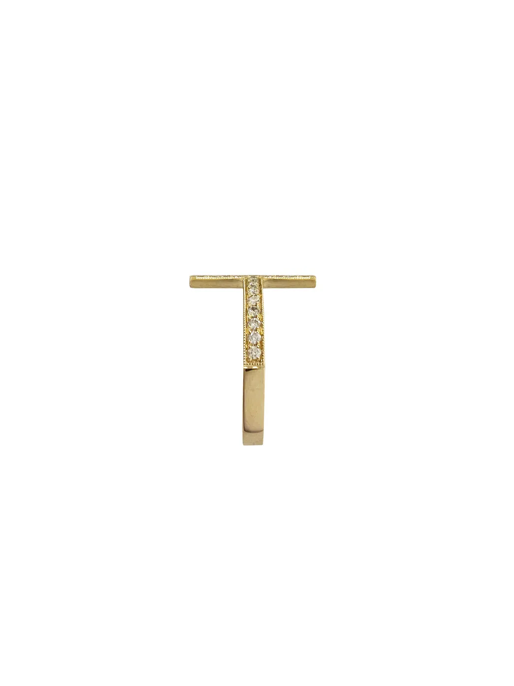 Gold & Diamond Side Cross Ring