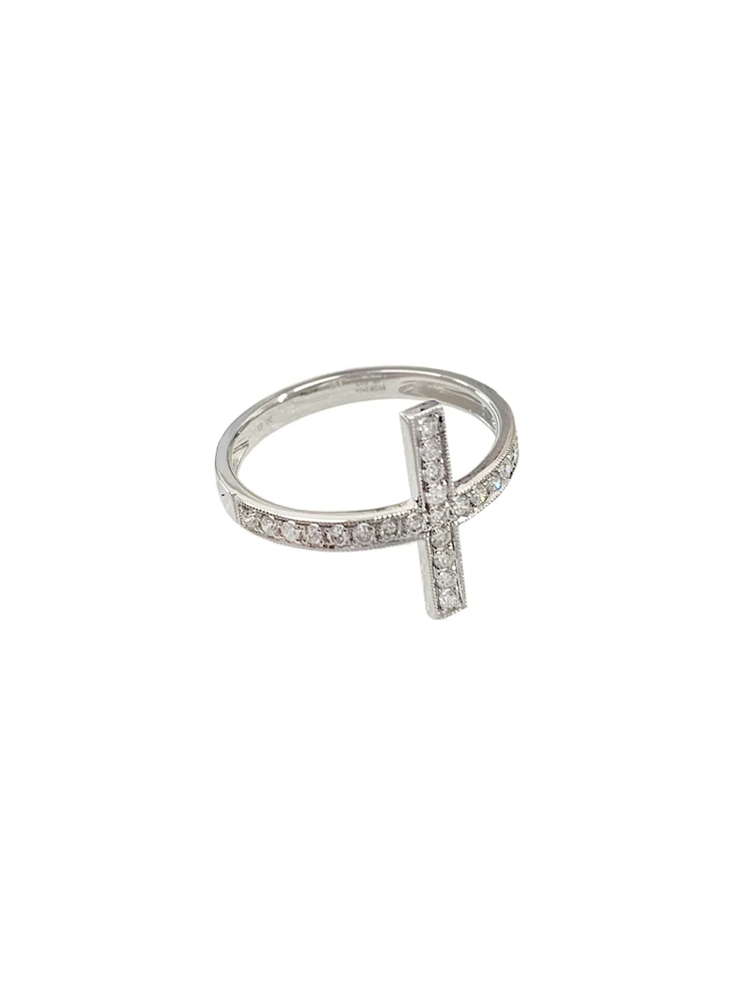 Gold & Diamond Side Cross Ring