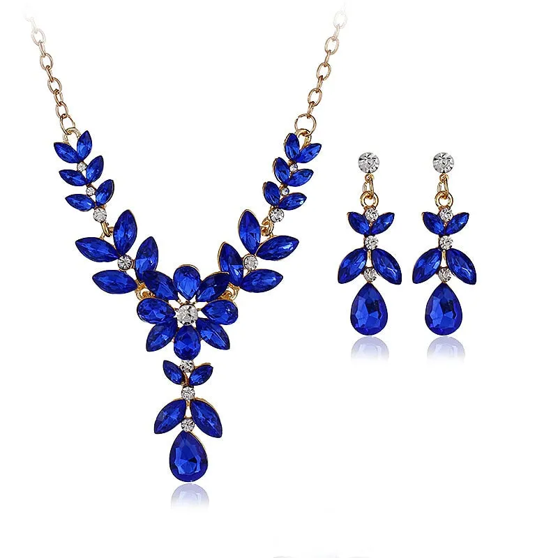 Gold-color Jewelry sets  Austrian crystal  Flower Wedding Jewelry Necklace/Earrings Sets