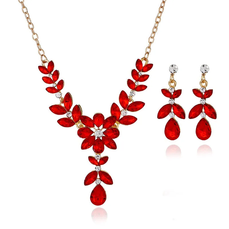 Gold-color Jewelry sets  Austrian crystal  Flower Wedding Jewelry Necklace/Earrings Sets