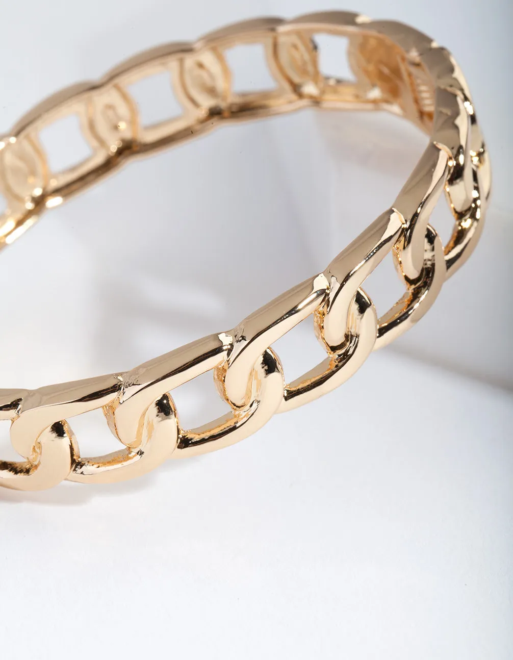 Gold Curb Hinge Bangle