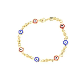 Gold Evil Eye Link Chain Bracelet