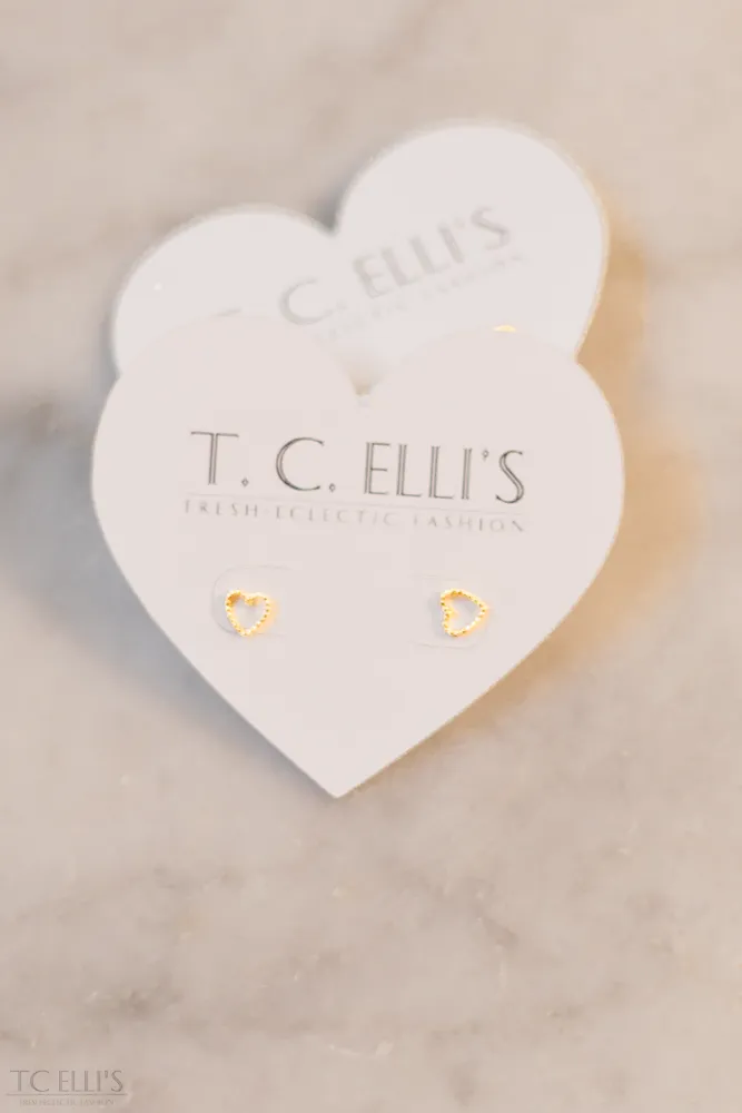 Gold Mini Heart Stud Earrings