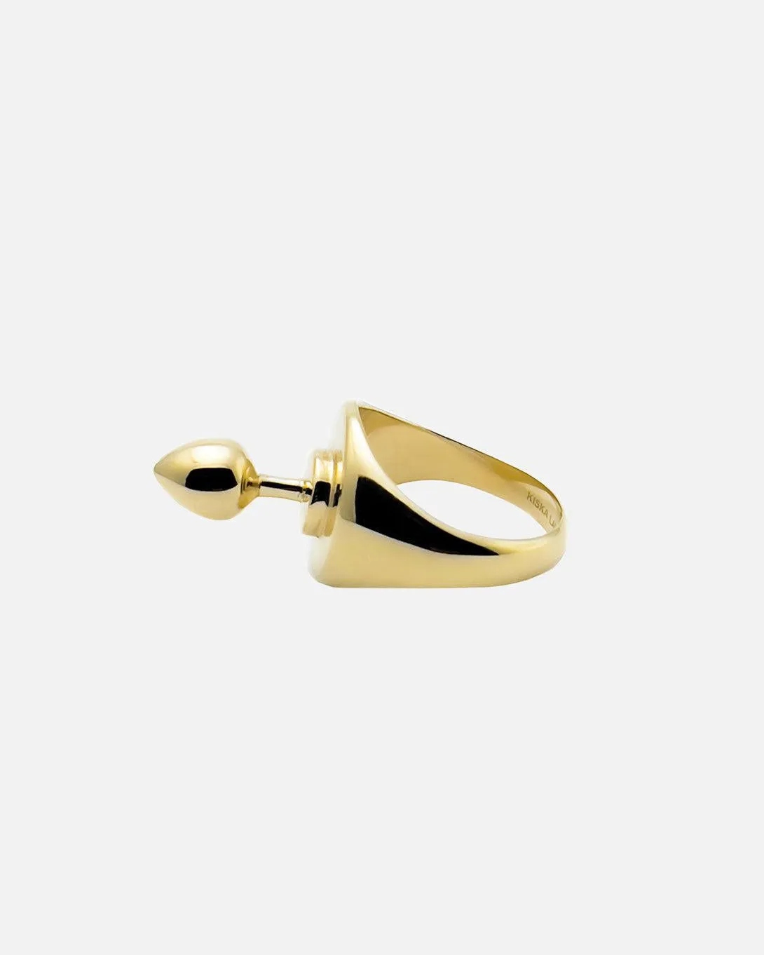 Gold Mini Plug Signet Ring