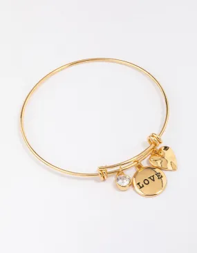 Gold Plated Disc Charm Bangle