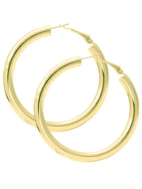 Gold Plated Tube Style Hoop Earrings