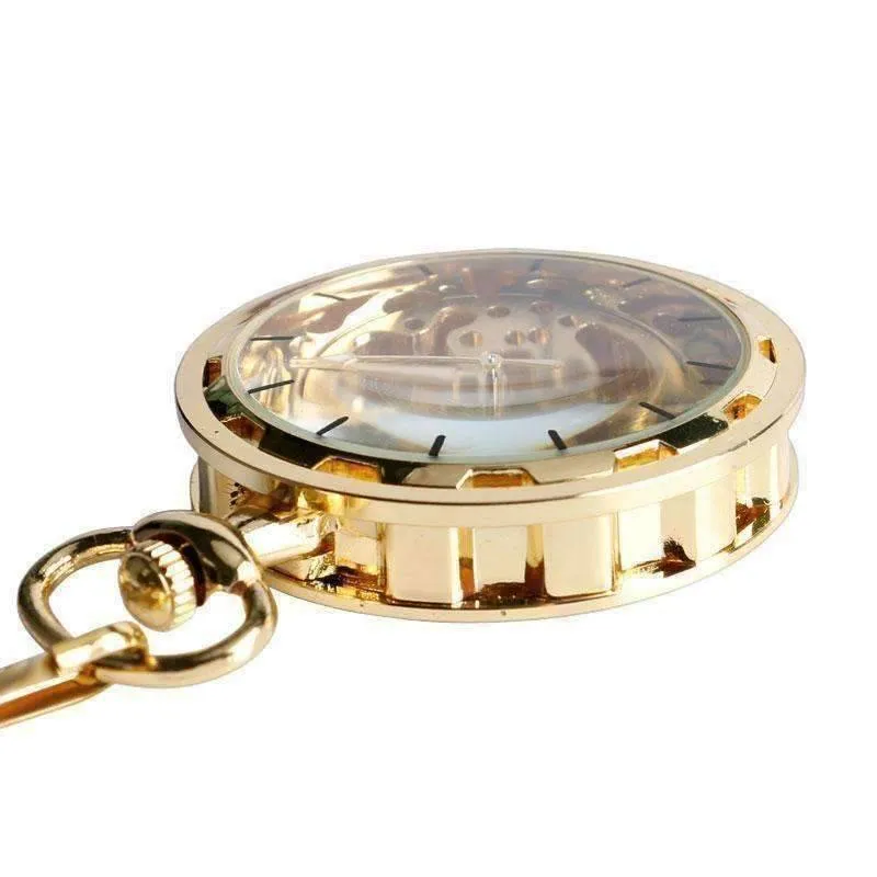 Gold Rush Skeleton Mechanical Pocket Watch