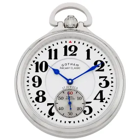 Gotham Men's Stainless Steel Mechanical Hand Wind Railway Classic Nostalgia Series Pocket Watch # GWC14123S