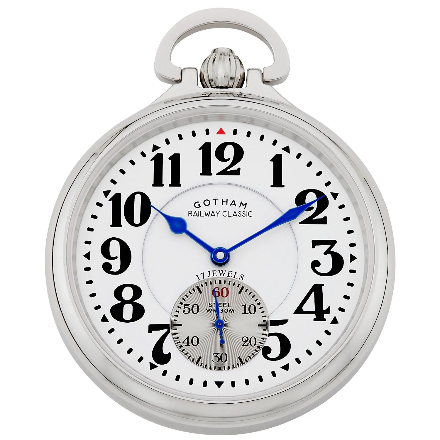 Gotham Men's Stainless Steel Mechanical Hand Wind Railway Classic Nostalgia Series Pocket Watch # GWC14123S