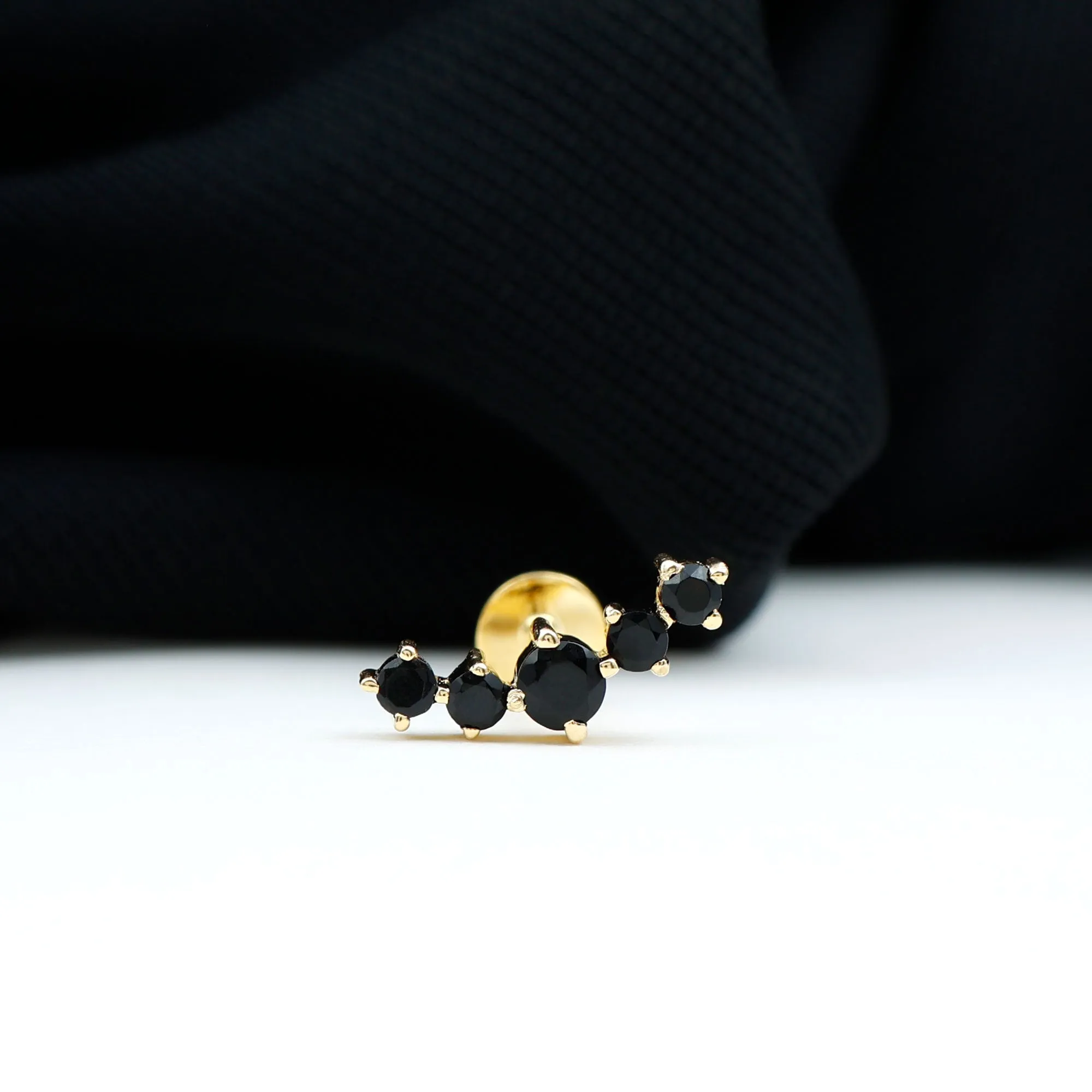 Graduated Style Black Onyx Crawler Earring