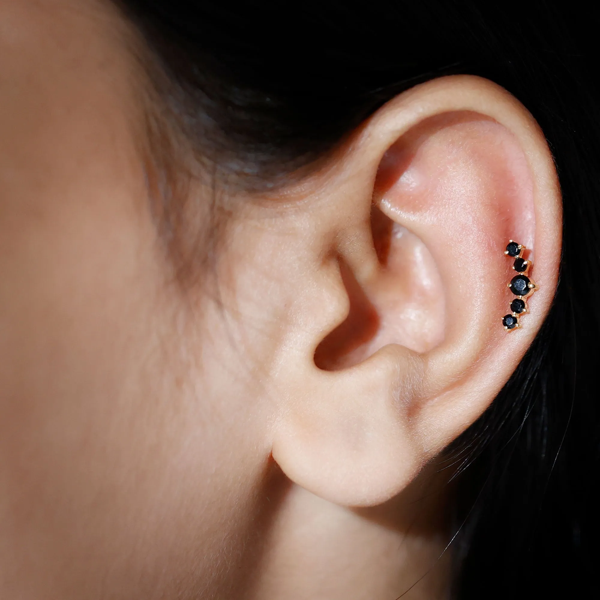 Graduated Style Black Onyx Crawler Earring