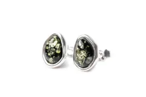 Green Amber ELEMENTS Stud Earrings