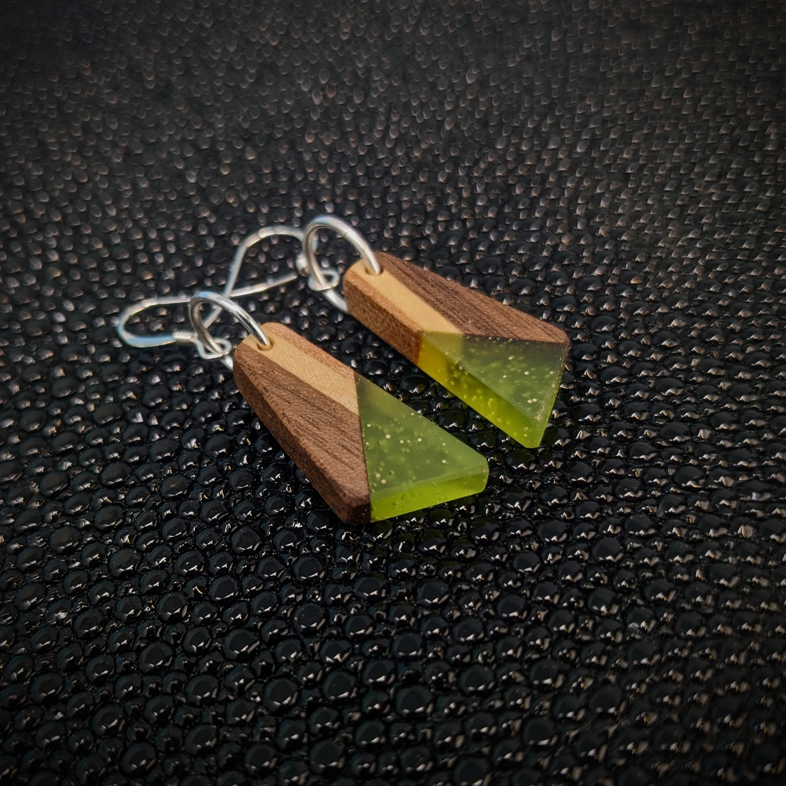 Green Points Dangle Earrings