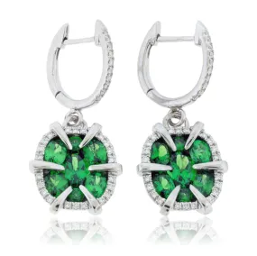 Green Tsavorite Garnet & Diamond Drop Earrings