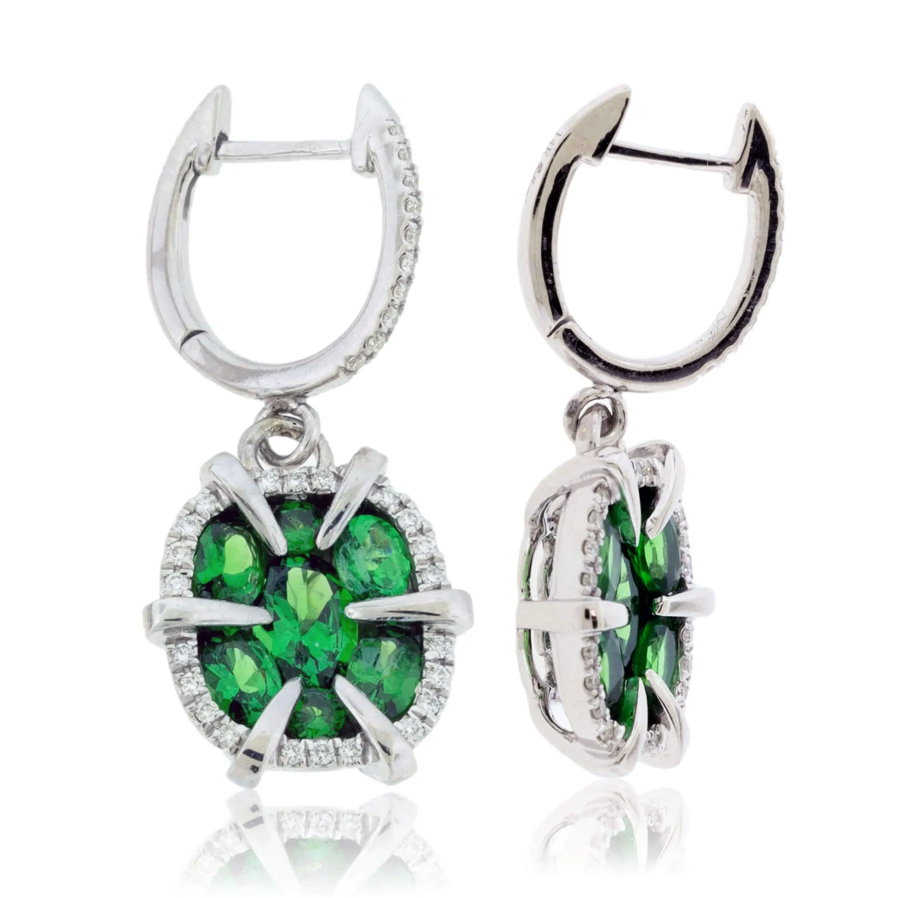 Green Tsavorite Garnet & Diamond Drop Earrings