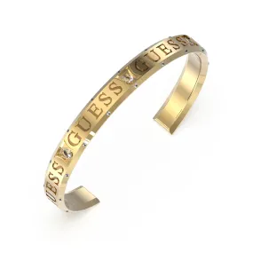 Guess Gold Plated Stainless Steel Logo Round Bangle