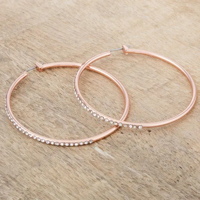 Gwen Large CZ Rose Gold Hoop Earrings