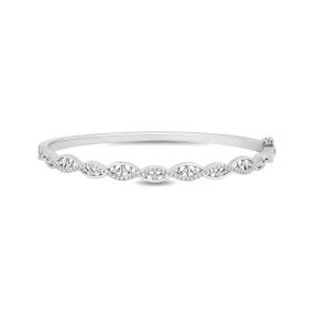 Hallmark Fine Jewelry Lace Twist Bangle in Sterling Silver with Diamonds