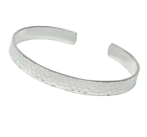 Hammered Bangle Bracelet for Women and Girls | Timeless Elegance: 7mm Solid Silver Bangle